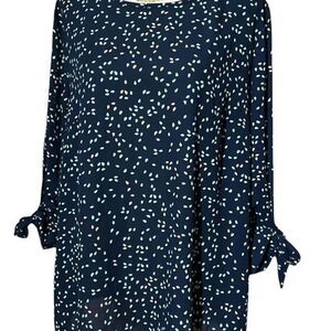 Serein Womens Blouse Sz Large Open Arms Long Sleeve Polka Dot